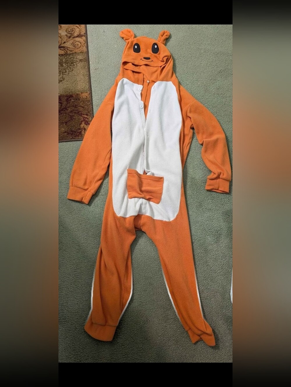 Size Small.  Cozy Orange & White Animal Hooded Onesie Pajama